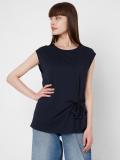 VERO MODA Solid Women Round Neck Navy Blue T-Shirt