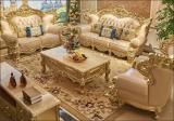 royal wood TEAKWOOD MAHARAJA SOFA SET UPHOLSTERY SUEDE Fabric 3 + 2 + 1 Sofa Set (GOLDEN, DIY(Do-It-Yourself))