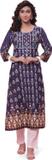 BIBA Women Printed Straight Kurta (Dark Blue)
