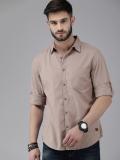 Roadster Men Solid Casual Beige Shirt