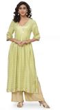 BIBA Women Printed Flared Kurta (Green)