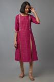 W Women Printed A-line Kurta (Pink)