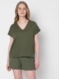 VERO MODA Casual Solid Women Green Top