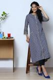 BIBA Women Printed A-line Kurta (Blue)