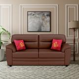 House of Pataudi Leatherette 3 Seater  Sofa (Finish Color - Brown, DIY(Do-It-Yourself))