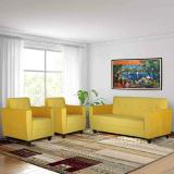 ARRA Remo Velvet Fabric Tufted Back 5 Seater Sofa Yellow Color Fabric 3 + 1 + 1 Sofa Set (Yellow, DIY(Do-It-Yourself))