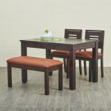 MAHIMART AND HANDICRAFTS Kabra Sheesham Wood 4 Seater Dining Set For Living Room Solid Wood 4 Seater Dining Set (Finish Color -Natural Walnut Finish, DIY(Do-It-Yourself))