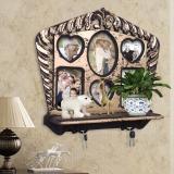 HOME SPARKLE Wall Shelf W/ Photoframe & Hooks Wooden Wall Shelf (Number of Shelves - 1, Multicolor)