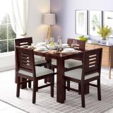 Lizzawood Premium Dining Room Furniture Wooden Dining Table with 4 Chairs Solid Wood 4 Seater Dining Set (Finish Color -Warm Chestnut, Knock Down)