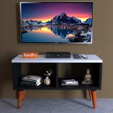 Furnifry TV Table for Home Living Room/2 Decker TV Stand/TV Console Table Storage Shelves Engineered Wood TV Entertainment Unit (Finish Color - Black and White, DIY(Do-It-Yourself))