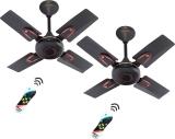 GESTOR Wave Neo Ultra High Speed 24 Inch With Wireless Remote Control 600 mm 4 Blade Ceiling Fan (Anti Dust | Smoked Brown | Pack of 2)