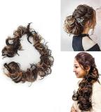 Blushia 30 Inch Frill style Ponytail & Bun Synthetic Curly Messy Bun  Extensions Hair Extension