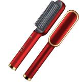 JPRO Red Heating Hair Straightening Brush Ceramic Protection 34W Straightener Hair Straightener Brush (Red)