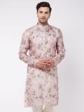 VASTRAMAY Men Printed Straight Kurta (Pink)