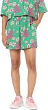 ONLY Floral Print Women Green Basic Shorts