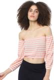 ONLY Casual Striped Women Pink Top