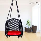 Patiofy D Shape for Adults and Kids,Jhula Indoor, Wooden Chair,Hammock Swing Cotton Large Swing (Black, Red, DIY(Do-It-Yourself))