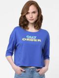 VERO MODA Printed Women Round Neck Blue T-Shirt