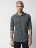 Pepe Jeans Men Solid Casual Blue Shirt