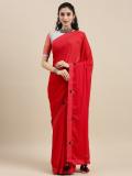 Shaily Embroidered Bollywood Georgette, Satin Saree (Red)