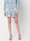 VERO MODA Floral Print Women Blue Casual Shorts