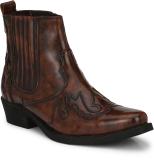 Delize Cow Boy Ankle Boots For Men (Brown , 11)