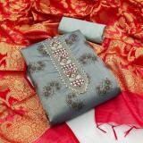 Blissta Chanderi Self Design Salwar Suit Material