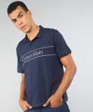 Calvin Klein Jeans Printed Men Polo Neck Dark Blue T-Shirt