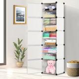 Hemovia 5-Door 10-Shelf Plastic Collapsible PC Collapsible Wardrobe PVC Collapsible Wardrobe (Finish Color - 10-Shelf-White, DIY(Do-It-Yourself))