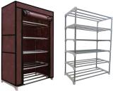 GlowSilk Carbon Steel Collapsible Carbon Steel Collapsible Wardrobe (Finish Color - Brown, DIY(Do-It-Yourself))