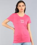 TOMMY HILFIGER Printed Women Round Neck Pink T-Shirt