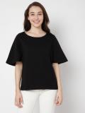 VERO MODA Solid Women Round Neck Black T-Shirt