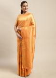 Shaily Self Design, Woven Bollywood Silk Blend Saree (Orange)