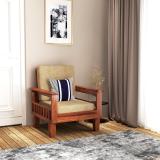 Kendalwood Furniture Solid Wood 1 Seater Wooden Sofa set for living Room Furniture Fabric 1 Seater  Sofa (Finish Color - Natural Teak, DIY(Do-It-Yourself))