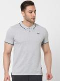 JACK & JONES Solid Men Polo Neck Grey T-Shirt