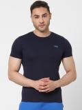 JACK & JONES Solid Men Round Neck Dark Blue T-Shirt