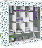 SB07 D2 Peacock Feather Print Carbon Steel Collapsible Wardrobe (Finish Color - Grey Finish, DIY(Do-It-Yourself))