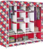 Lyzoo D2 Diamond Wall Print Carbon Steel Collapsible Wardrobe (Finish Color - Light Red, DIY(Do-It-Yourself))