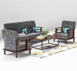 Prajapati arts Sofa set Designer 5 Seater Sofa Set with Elegent look Solid Wood 3+1+1 sofa Fabric 3 + 1 + 1 Sofa Set (Grey, Pre-assembled)