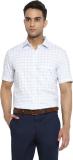 TURTLE Men Checkered Formal White Shirt