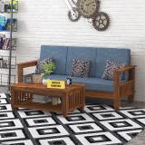 Douceur Furnitures Solid Sheesham Wood Three Seater Sofa For Living Room, Hotel. Fabric 3 Seater  Sofa (Finish Color - Natural, DIY(Do-It-Yourself))