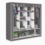 SB07 D2 Premium 3 Door 12 Shelf Carbon Steel Collapsible Wardrobe (Finish Color - Grey Finish, DIY(Do-It-Yourself))