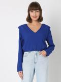 VERO MODA Casual Solid Women Blue Top