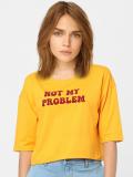 VERO MODA Printed Women Round Neck Yellow T-Shirt