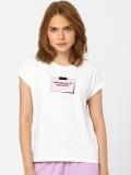 VERO MODA Printed Women Round Neck White T-Shirt