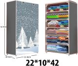 Home Reserve Unique 1 Door 6 Shelf Fabric Felling Snow Print PVC Collapsible Wardrobe (Finish Color - Grey Look, DIY(Do-It-Yourself))