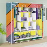 GALLAXY 12 Shelf 3 Door Printed Cotton Collapsible Wardrobe (Finish Color - Digital Colorful Wood Print, DIY(Do-It-Yourself))