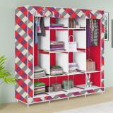 Flipkart Perfect Homes Studio 12 Shelf 3 Door Elegant Printed PP Collapsible Wardrobe (Finish Color - Digital Diamond Wall Print, DIY(Do-It-Yourself))