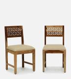 DRYLC FURNITURE Solid Wood Sheesham Wood Two Dining Chairs For Dining Room, Restaurants Solid Wood Dining Chair (Set of 2, Finish Color - Natural)