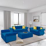 Bharat Lifestyle Alina Fabric 3 + 2 + 2 Sofa Set (Blue, DIY(Do-It-Yourself))